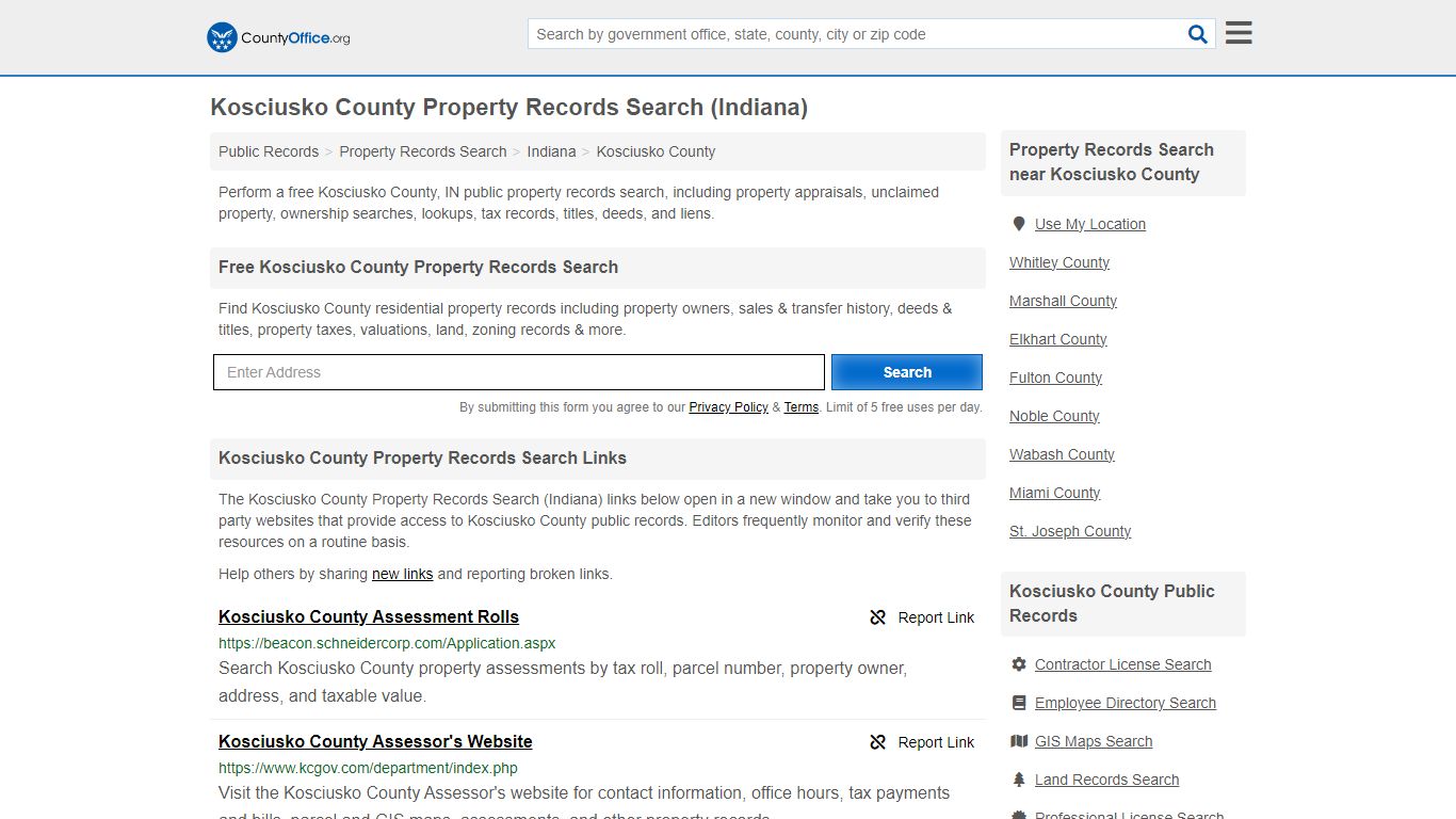 Kosciusko County Property Records Search (Indiana) - County Office